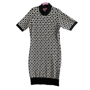 GUESS Sweater Dress Womens XL Black Logo Mock Neck Sleeveless Stretch Knit Top